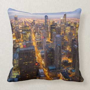 Coussin Horizon du centre de Chicago au crépuscule