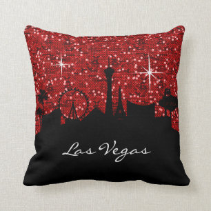 Coussin Horizon noir et rouge de Las Vegas de parties