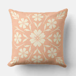 Coussin Horloge fleurie Médaillon Corail