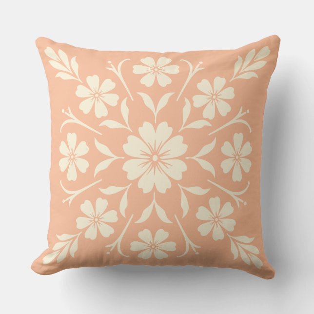 Coussin Horloge fleurie Médaillon Corail (Recto)