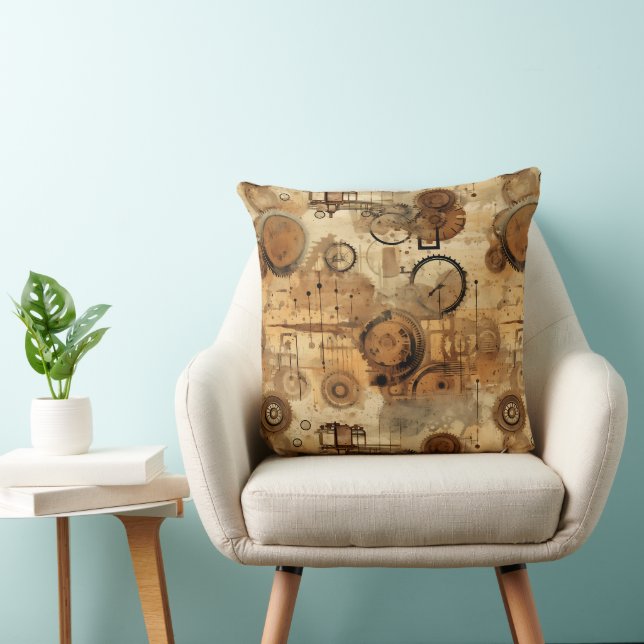 Coussin Horloge Grunge Rustique Steampunk (Chaise)