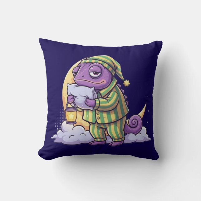 Coussin Horloge murale Caméléon endormi – Rêveuse et fanta (Recto)