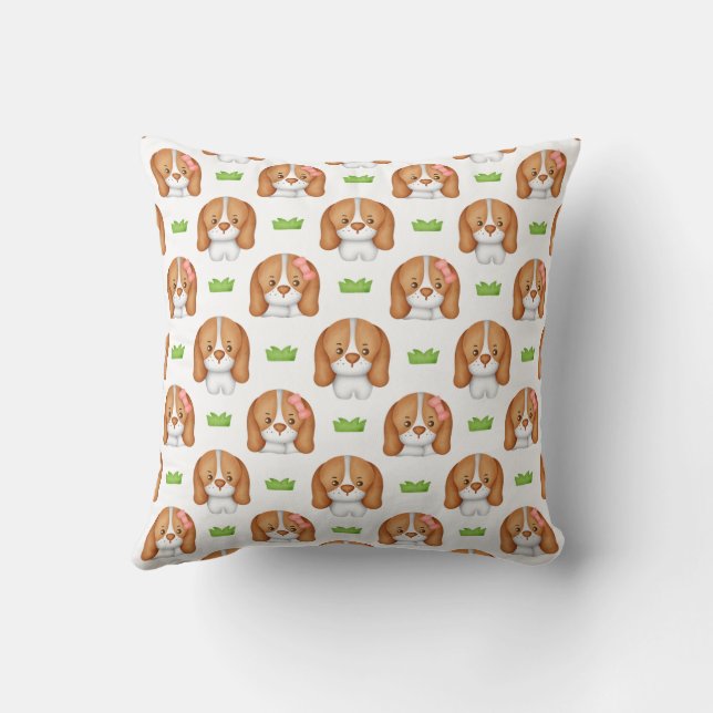 Coussin Horloge murale chien Beagle aquarelle mignon (Verso)