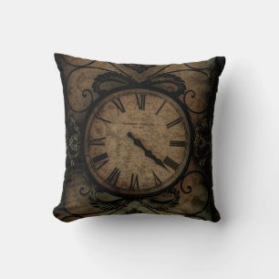 Coussin Horloge vintage gothique antique Mur Steampunk