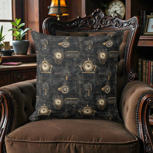 Coussin Horloges Steampunk Victoriennes avec tuyaux