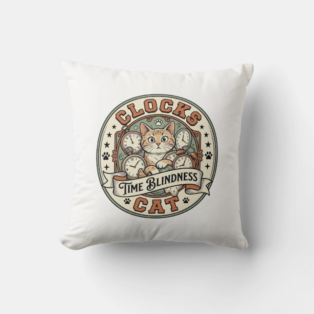 Coussin Horloges Temps Cécité Chat Horloges Temps Cécité C (Recto)
