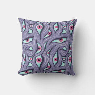 Coussin Horreur psychédélique - Motif oculaire pourpre