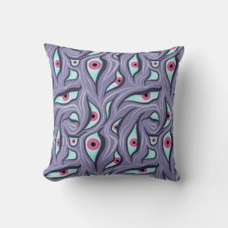 Coussin Horreur psychédélique - Motif oculaire pourpre