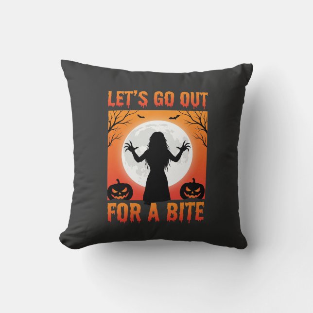 Coussin Horror Halloween Sortons Pour Une Morsure (Recto)