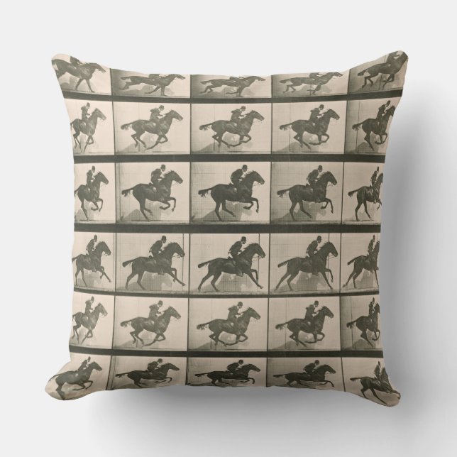 Coussin Horse Motion Photographie Vintage (Recto)