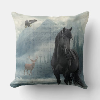 Coussin Horse Wildlife Winter Watercolor