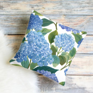 Coussin Hortensias bleus   Bel arbuste floral