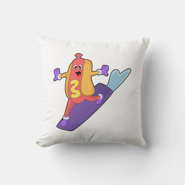 Coussin Hot-dog as Snowboarder with Sonowboard (Recto)