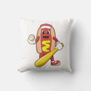 Coussin Hot dog at baseball with baseball