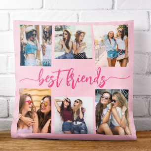 Coussin Hot Pink Best Friends 6 Photo Collage Keepsaké