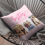 Coussin Hot Rose Besties Friends 3 Photo Collage<br><div class="desc">Capturez l'essence de l'amitié avec Hot Pink Besties Friends 3 Photo Collage Lancer Oreiller. Personnalisé avec un design rose vif et un collage de trois photos chères, il célèbre des moments inoubliables avec vos besties. Réalisée à partir de matériaux de qualité, cette coussin ajoute une touche design et sentimentale à...</div>