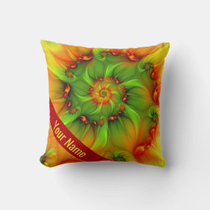 Coussin Hot Summer Green Orange Art Abstrait Colorful Nom