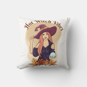 Coussin Hot Witch Vibes Ghost Funny Halloween Super