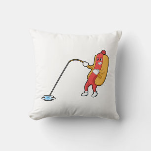 Coussin Hotdog à la pêche avec bâtonnet de pêche