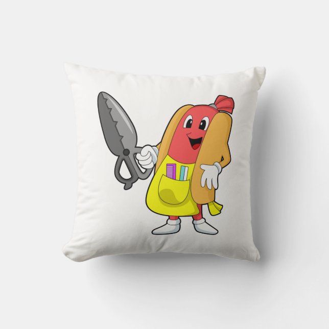 Coussin Hotdog comme coiffeur avec ciseaux (Recto)
