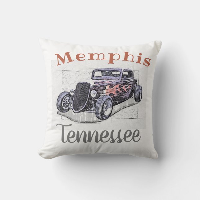 Coussin Hotrod Vintage "Memphis Tennessee" (Recto)