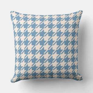 Coussin Houndstooth 2Way Blue+Cream Big Motif