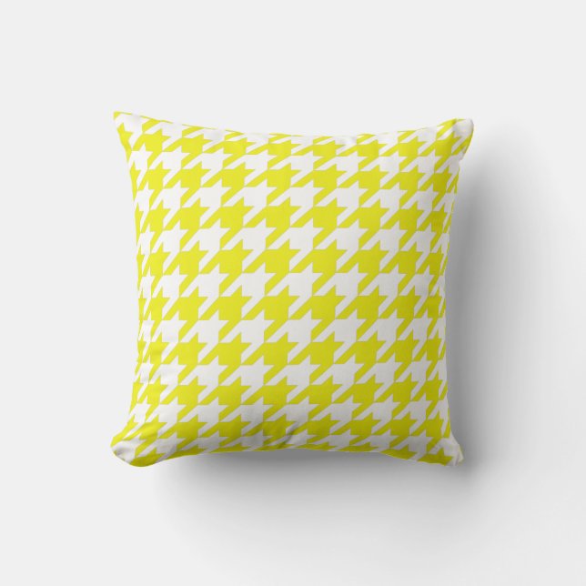 Coussin Houndstooth élégant au citron (Recto)