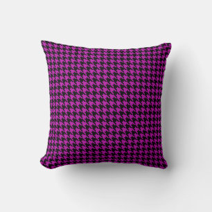Coussin Houndstooth fuchsia et noir réversible