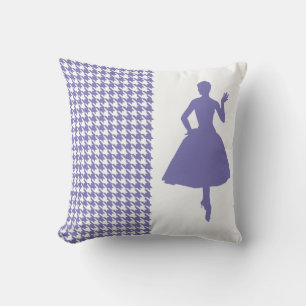 Coussin Houndstooth Moderne Violet avec Silhouette