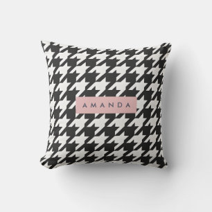 Coussin Houndstooth Noir et Blanc Personnalisé Classique