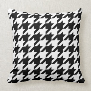 Coussin Houndstooth tissage classique noir blanc motif