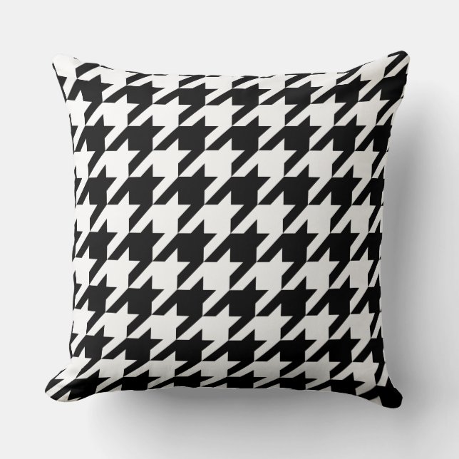 Coussin Houndstooth tissage classique noir blanc motif (Recto)