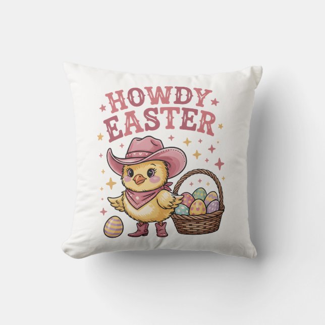Coussin Howdy Easter Chick Cute Egg Hunt Spring Farm (Recto)