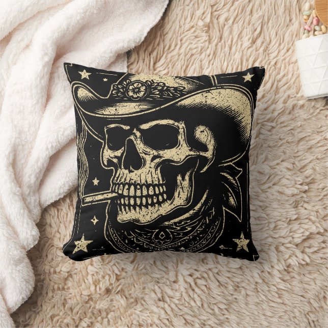 Coussin Howdy Putos Funny Skull Retro Vintage (Couverture)