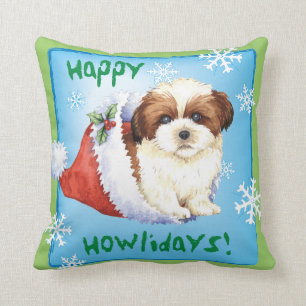 Coussin Howlidays heureux Shih Tzu