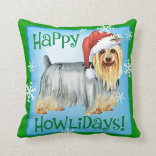 Coussin Howlidays heureux Terrier soyeux
