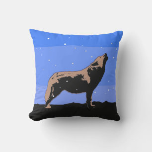 Coussin Howling Wolf en hiver - Art faunique original