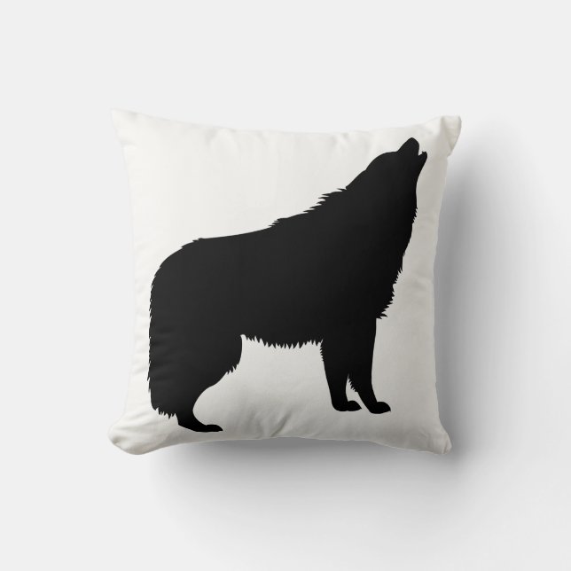 Coussin Howling Wolf Silhouette (Recto)
