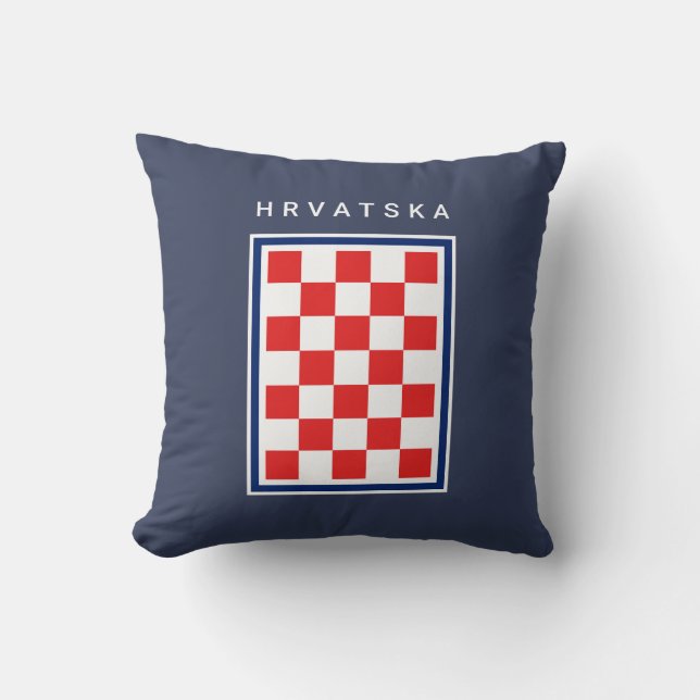 Coussin Hrvatska Checker Blue Border (Recto)