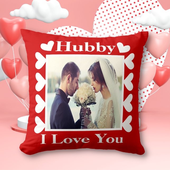 Coussin Hubby I Love You Custom Couple Photo (Créateur téléchargé)