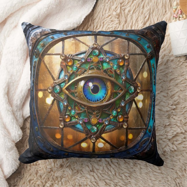 Coussin Hublot rustique de fenêtre de troisième œil (Couverture)