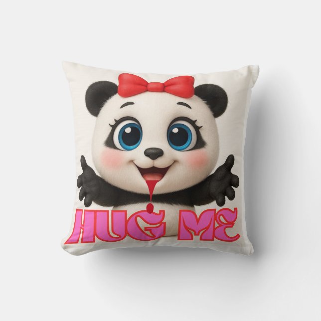 Coussin Hug Me 🤗 panda Pillow – Cute Kawaii Panda (Recto)