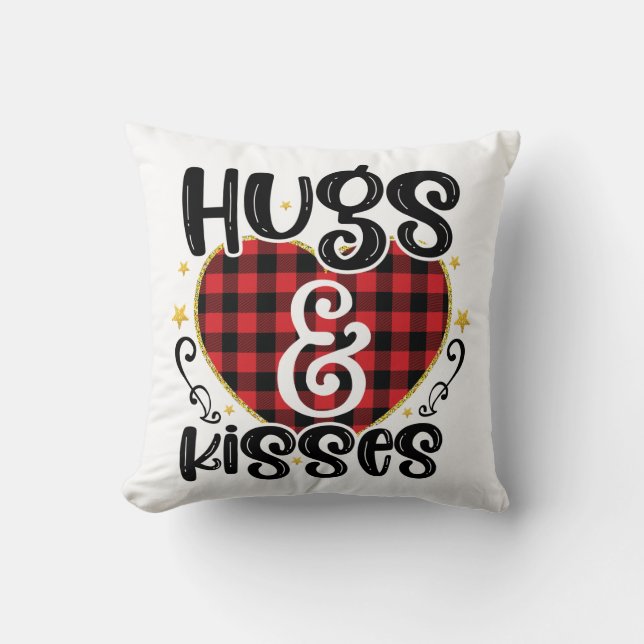 Coussin Hugs et baisers Valentines (Recto)