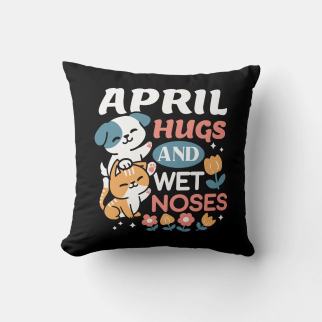 Coussin Hugs, Nez Humide et Vibes de Printemps - Animaux d (Recto)