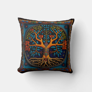 Coussin Huichol mexicaine style arbre de vie lancer oreill