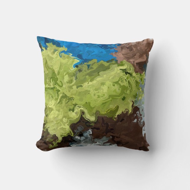 Coussin Huiles vertes, bleues et Brown (Recto)