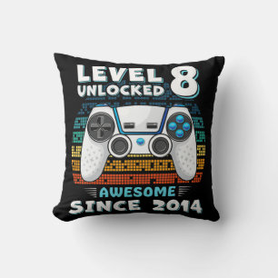 Coussin Huit 8ans Anniversaire Son garçon amusant Gamer 8e