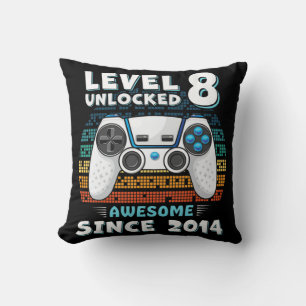 Coussin Huit 8ans Anniversaire Son garçon amusant Gamer 8e