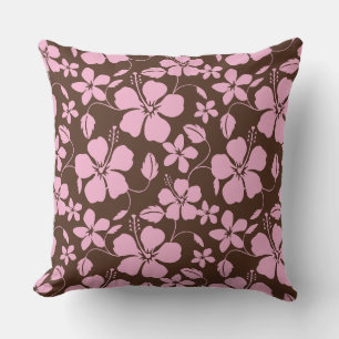 COUSSIN HULA HAWAIEN (HIBISCUS) MARRON/ROSE