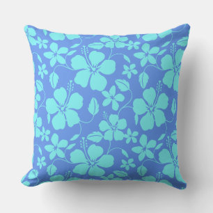 COUSSIN HULA HAWAIEN (HIBISCUS) PERVENCHE/TEAL